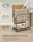 VASAGLE Handtuchhalter 3 Stangen 2 Haken Schwarz Bild 4