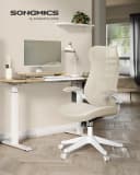 SONGMICS Bürostuhl Schreibtischstuhl Ergonomische Rückenlehne Hochklappbare Armlehnen Beige Bild 1