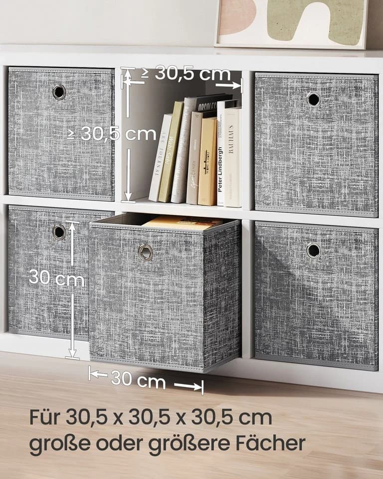 SONGMICS Aufbewahrungsbox 6er Set Sandbeige Vliesstoff mit Griff - Bild 3