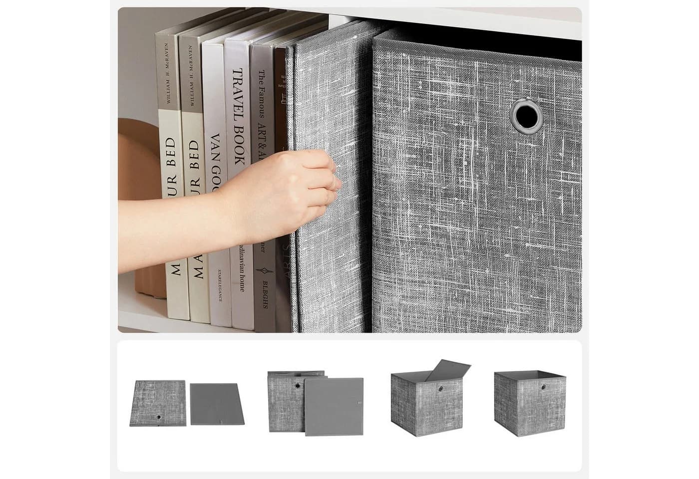 SONGMICS Aufbewahrungsbox 6er Set Sandbeige Vliesstoff mit Griff - Bild 4