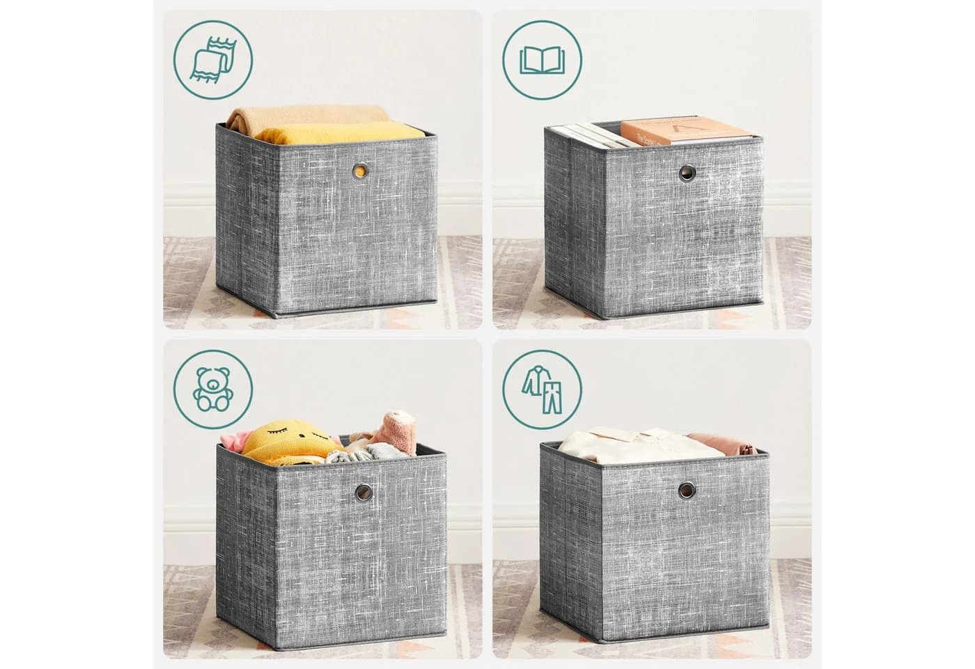 SONGMICS Aufbewahrungsbox 6er Set Sandbeige Vliesstoff mit Griff - Bild 5