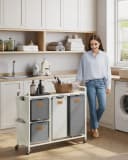 VASAGLE Wäschesortierer 150 L Beige/Grau Bild 1