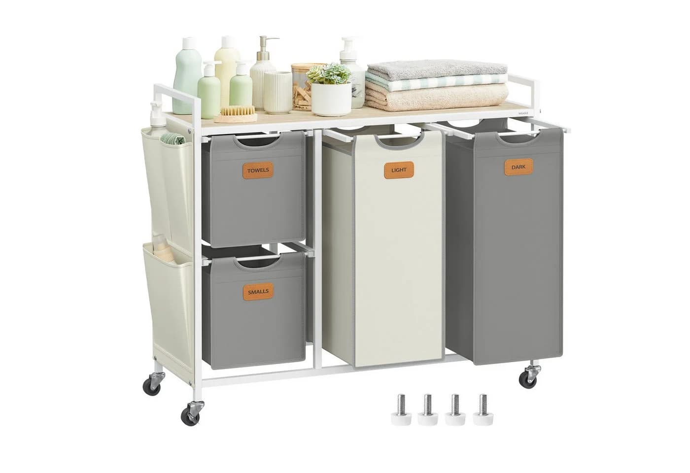 VASAGLE Wäschesortierer 150 L Beige/Grau - Bild 2