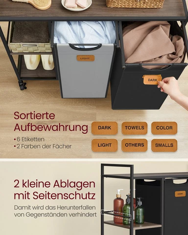 VASAGLE Wäschesortierer 100 L Kastanienbraun - Bild 4