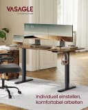 VASAGLE Höhenverstellbarer Schreibtisch Elektrisch 2 Haken 4 Rollen Memory-Funktion 3 Höhen Bild 1