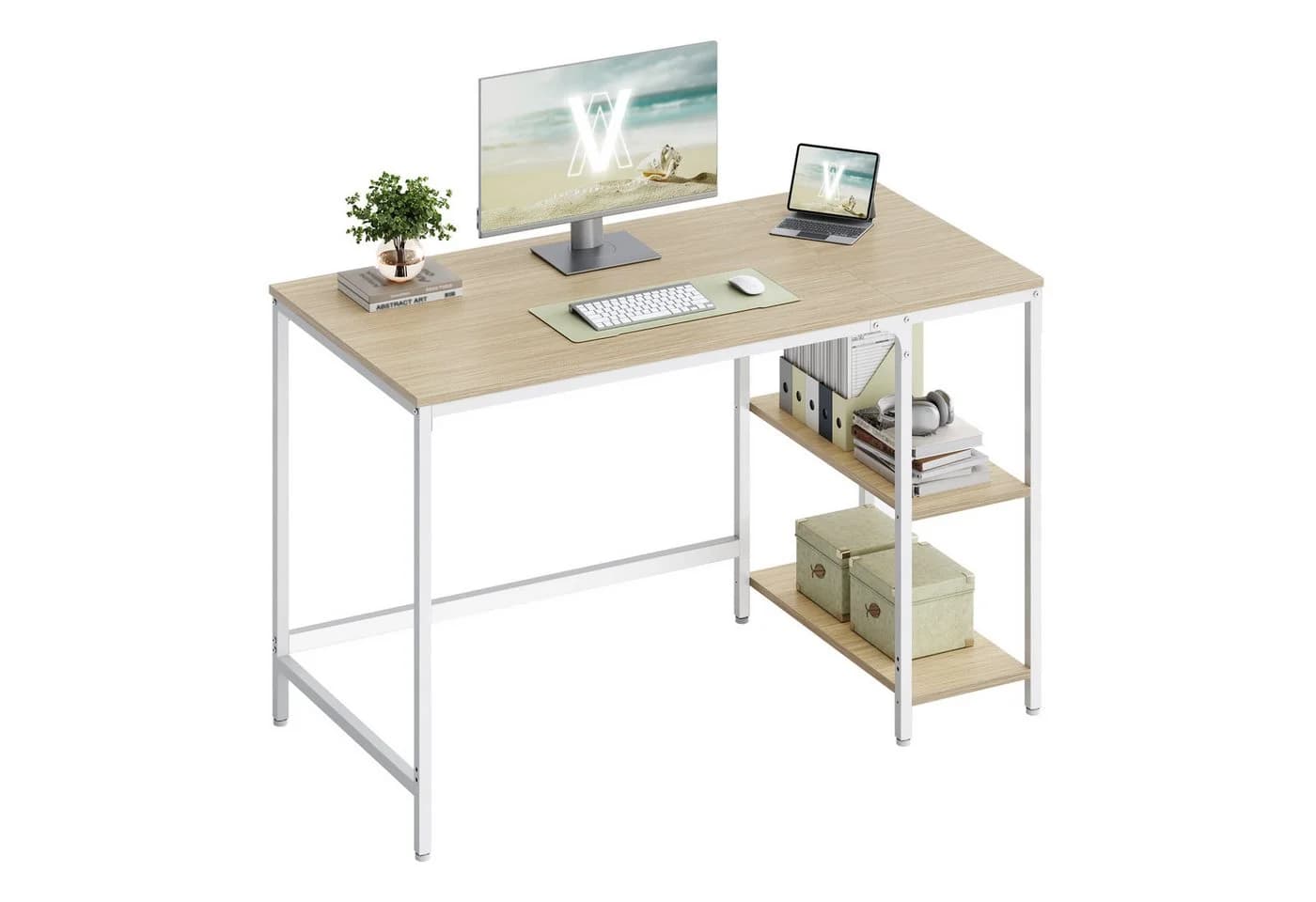 VASAGLE Schreibtisch Computertisch 140cm mit 2 Ablagen Modern - Bild 2