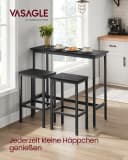 VASAGLE Bartisch-Set Stehtisch mit 2 Barhockern Ebenholzschwarz Bild 1