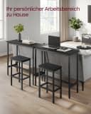 VASAGLE Bartisch-Set Stehtisch mit 2 Barhockern Ebenholzschwarz Bild 4