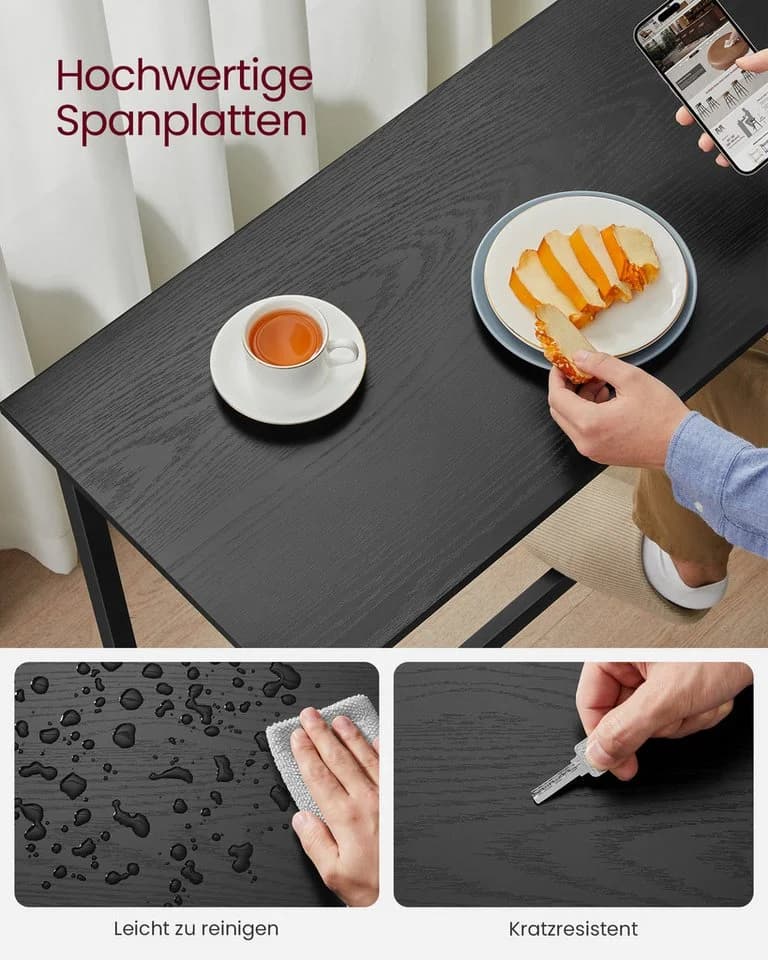 VASAGLE Bartisch-Set Stehtisch mit 2 Barhockern Ebenholzschwarz - Bild 5