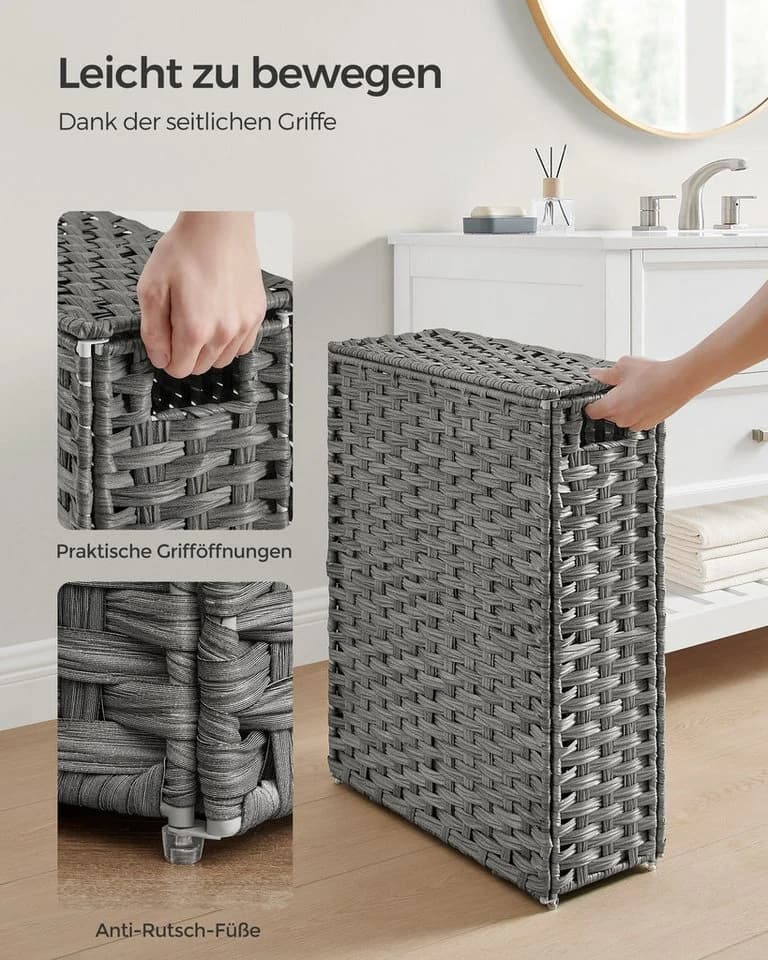 SONGMICS Wäschekorb 55 L Grau Faltbar Mit Deckel - Bild 4