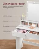 VASAGLE Schminktisch Kosmetiktisch LED-Beleuchtung Weiß Bild 3