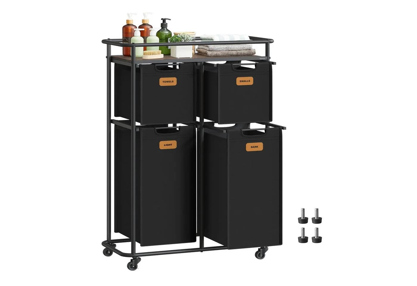 VASAGLE Wäschekorb 150 L Schwarz/Braun - Bild 2