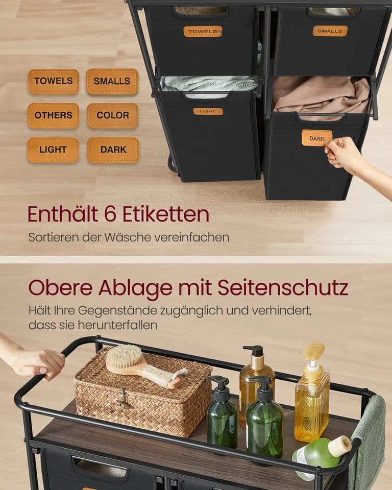 VASAGLE Wäschekorb 150 L Schwarz/Braun - Bild 4