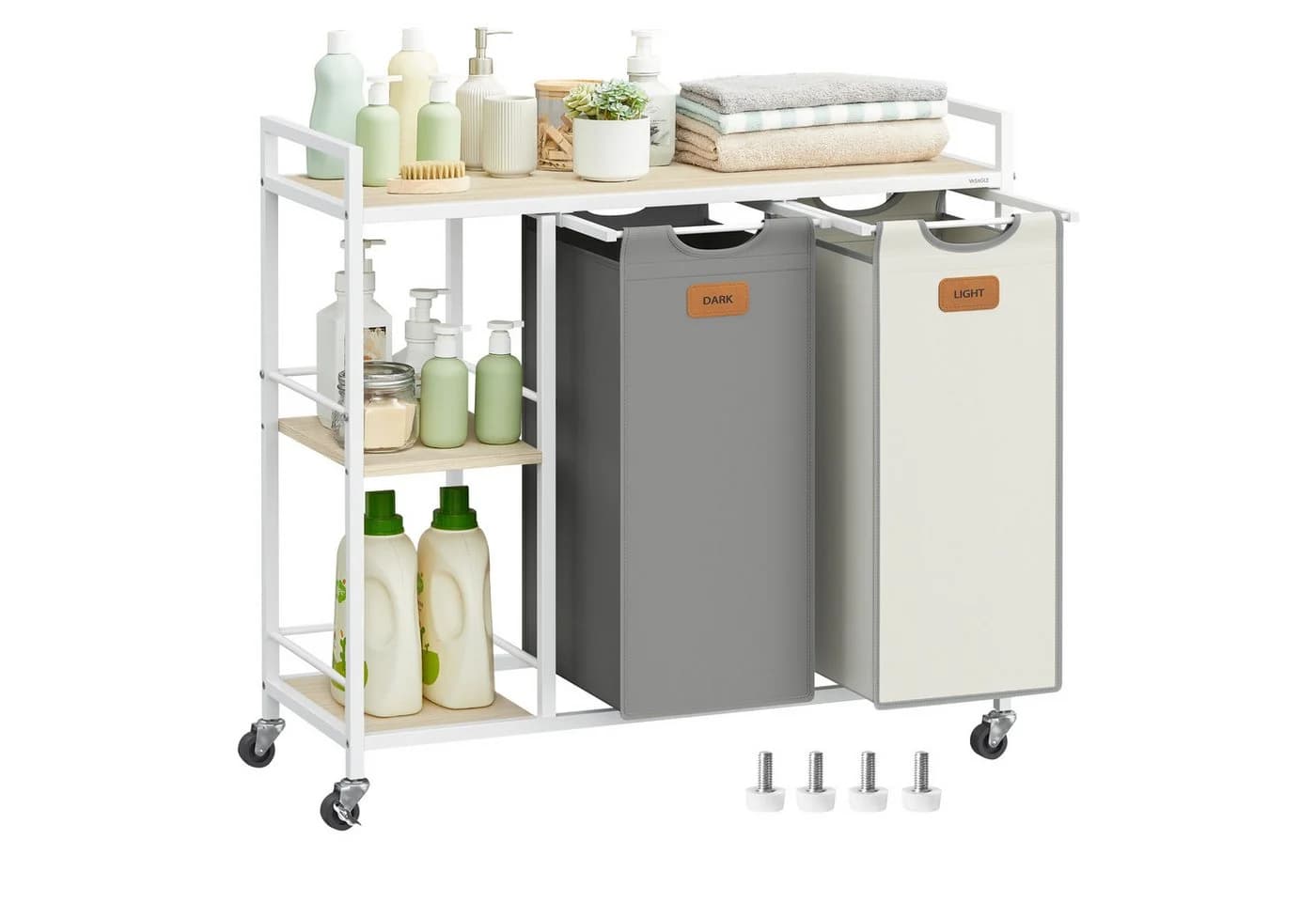 VASAGLE Wäschesortierer 100 L Beige/Grau - Bild 2