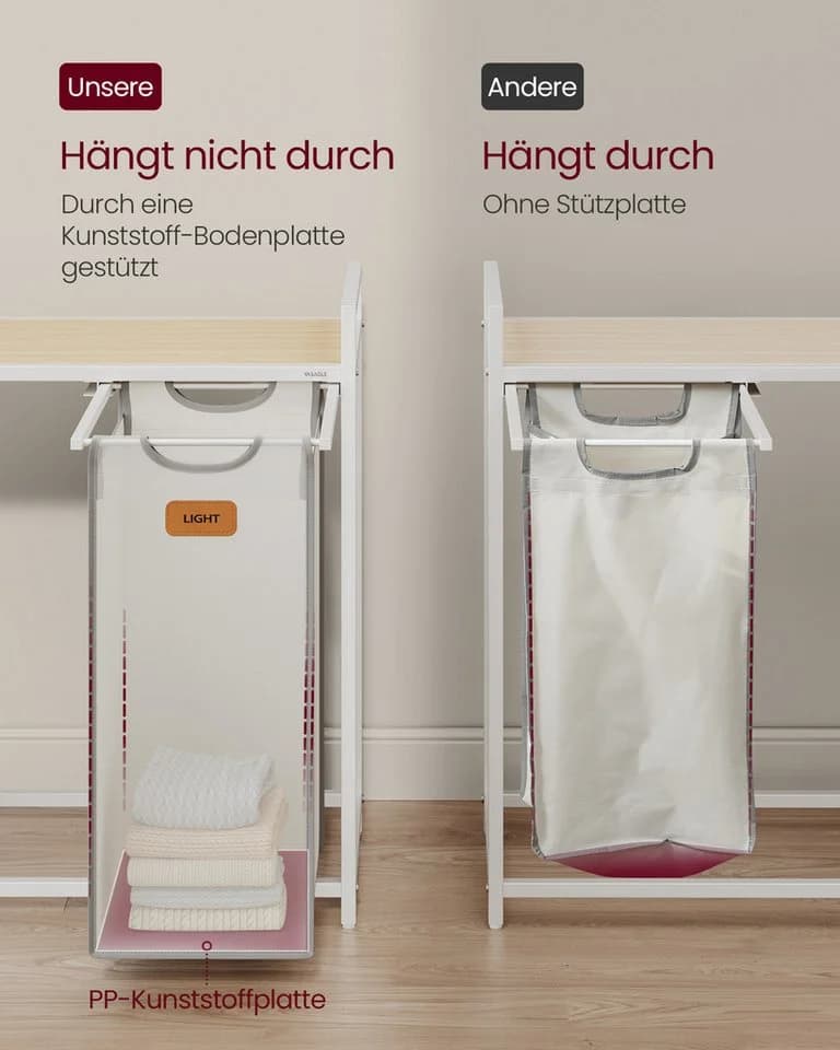 VASAGLE Wäschesortierer 100 L Beige/Grau - Bild 5