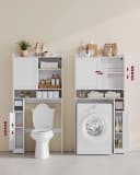 VASAGLE Badregal Toilettenregal mit Schiebetür Wolkenweiß Bild 2