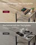 VASAGLE Beistelltisch mit Steckdose, 2 AC-Anschlüsse, 2 USB-Anschlüsse Bild 3