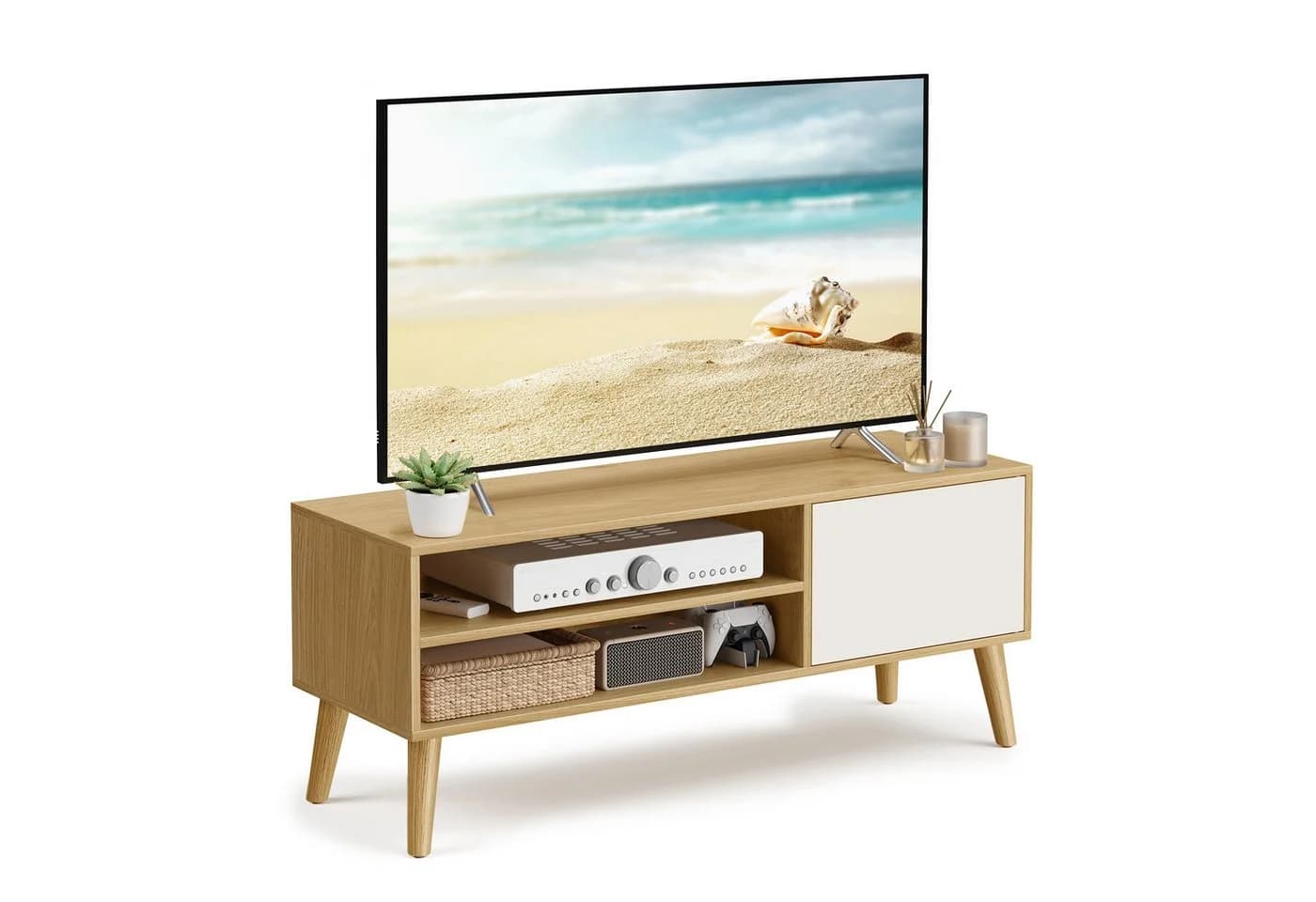 VASAGLE Lowboard Fernsehtisch Beige/Weiß 120 cm - Bild 2