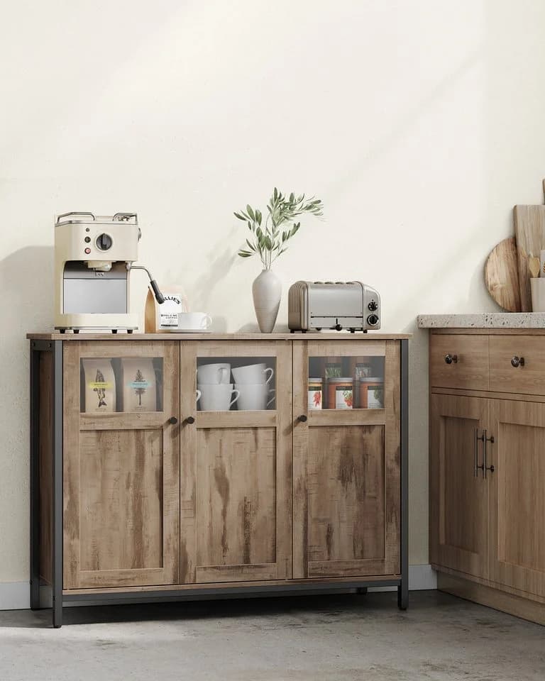 VASAGLE Sideboard Küchenschrank Stahlrahmen Industrie 100x35x75 cm