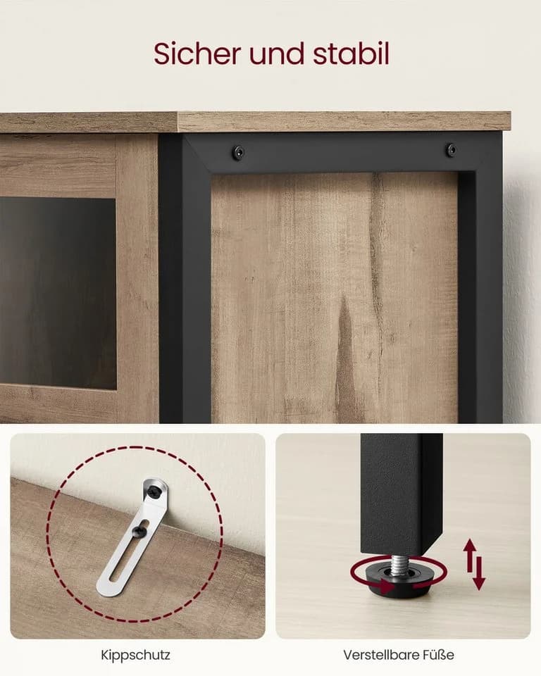 VASAGLE Sideboard Küchenschrank Stahlrahmen Industrie 100x35x75 cm - Bild 5