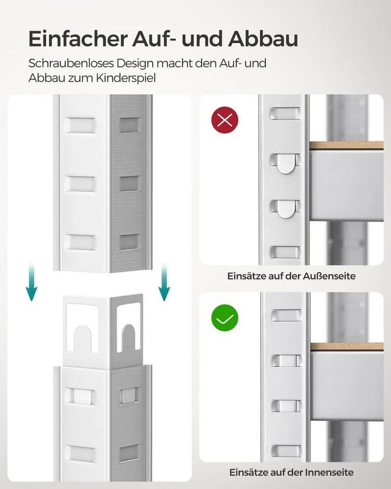 SONGMICS Standregal Küchenregal 2-tlg. 40 x 80 x 160 cm Silber - Bild 5