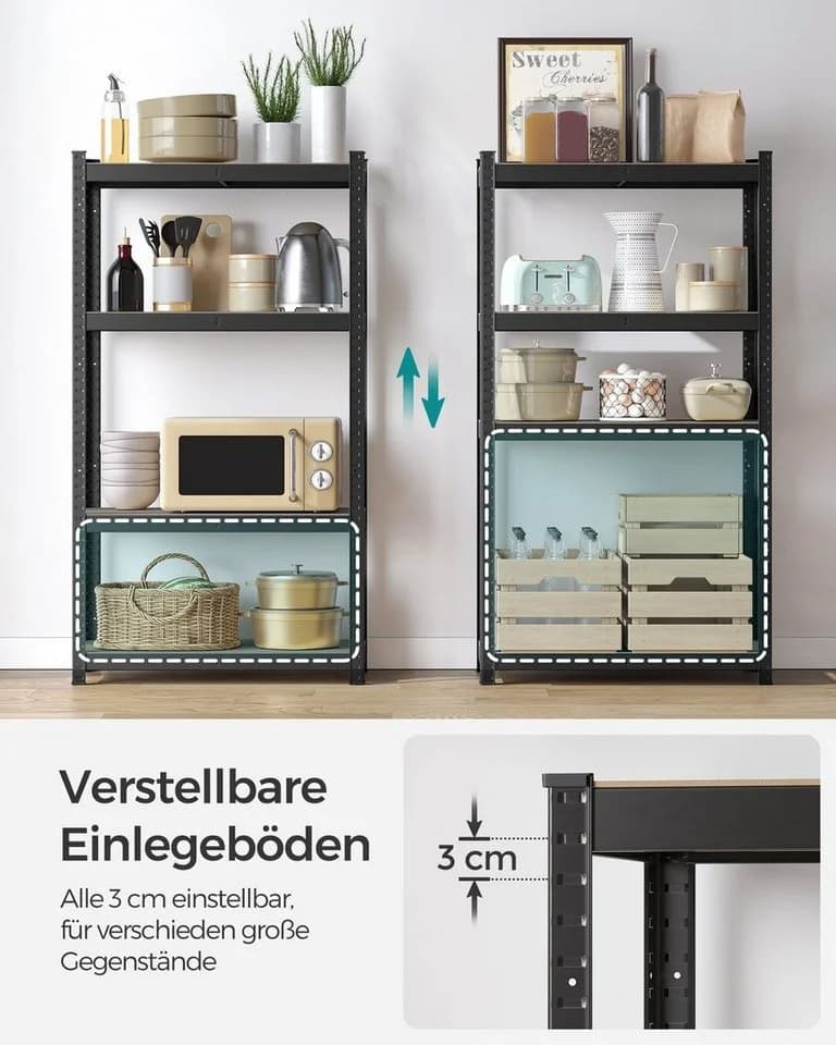 SONGMICS Standregal Küchenregal 2-tlg. Silber/Schwarz 40 x 80 x 160 cm - Bild 4