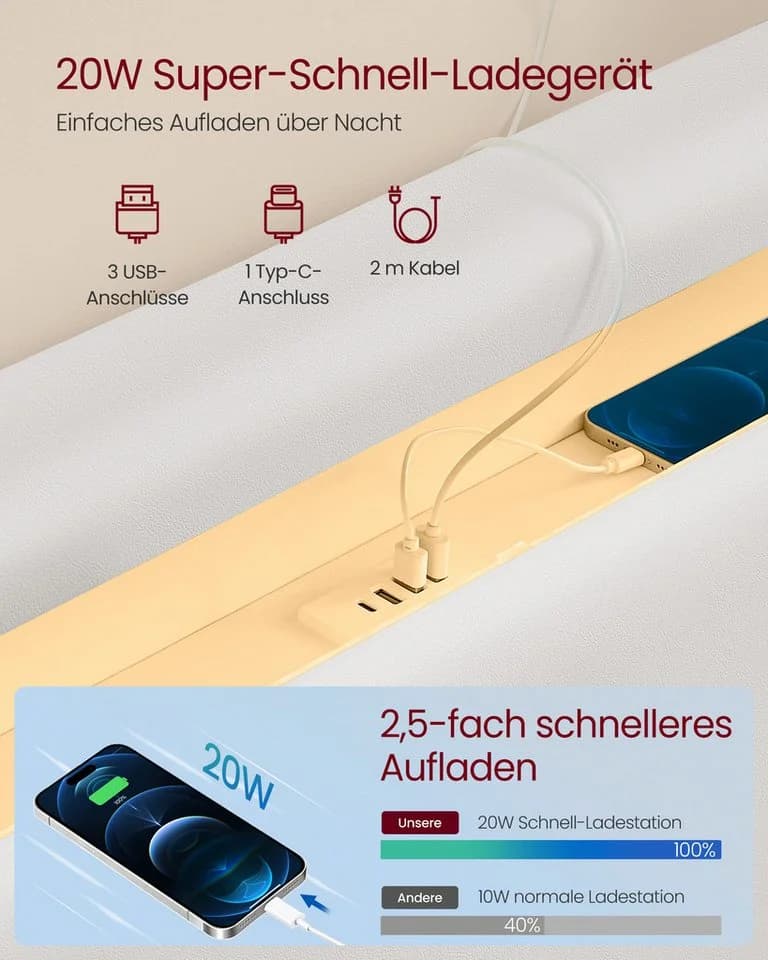VASAGLE Polsterbett 140x200 cm LED Schwebendes Design - Bild 4