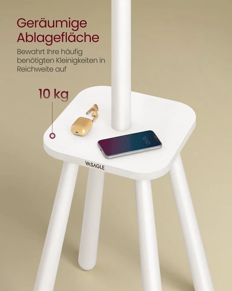 VASAGLE Kleiderständer Garderobenständer 8 Haken Wolkenweiß - Bild 3