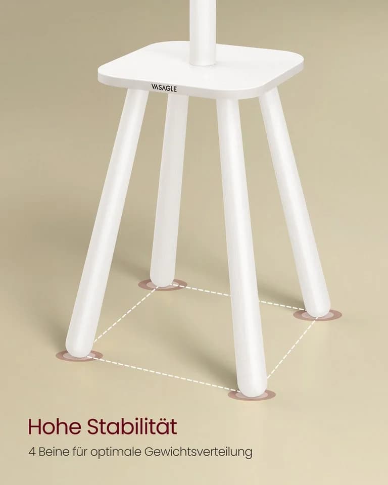 VASAGLE Kleiderständer Garderobenständer 8 Haken Wolkenweiß - Bild 4