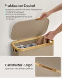 SONGMICS Wäschekorb 65 L Kamelbraun mit Deckel und herausnehmbarem Wäschesack Bild 4