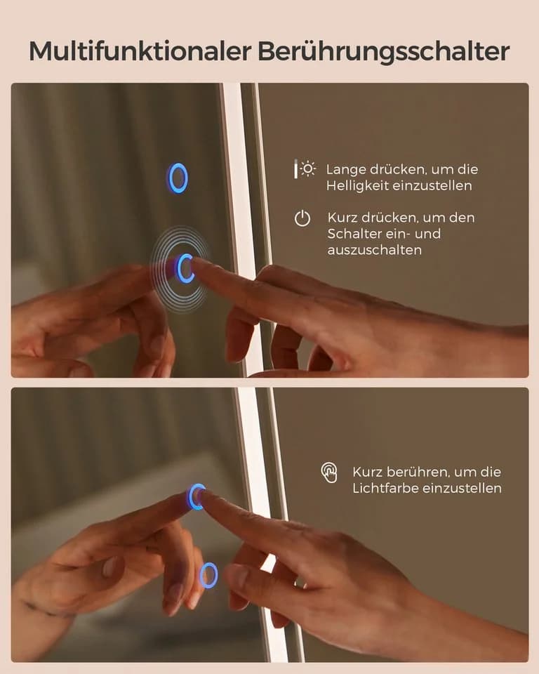 SONGMICS Schmuckschrank mit LED-Beleuchtung und Spiegel Wolkenweiß - Bild 4