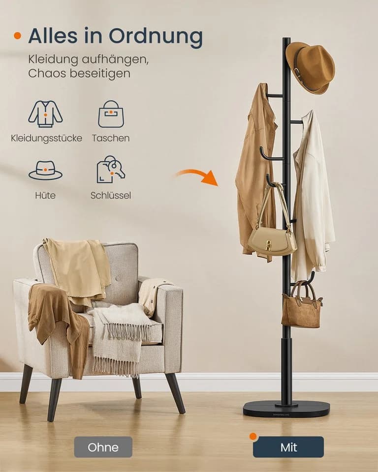 SONGMICS HOME Garderobenständer Kaktus-Form 8 Haken 175,3 cm - Bild 3