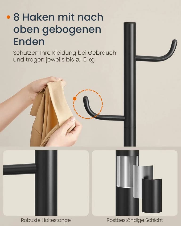 SONGMICS HOME Garderobenständer Kaktus-Form 8 Haken 175,3 cm - Bild 4