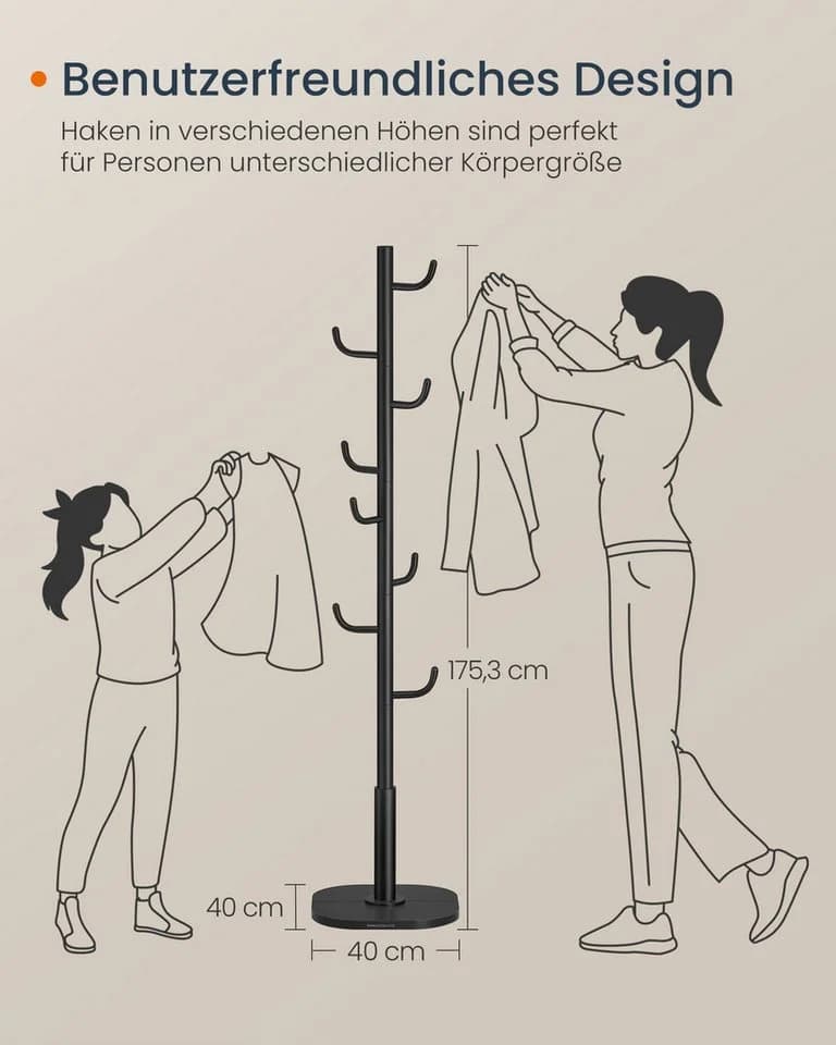 SONGMICS HOME Garderobenständer Kaktus-Form 8 Haken 175,3 cm - Bild 5