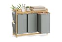 SONGMICS Wäschekorb 2 Fächer Bambus Cremeweiß 100 L Bild 2