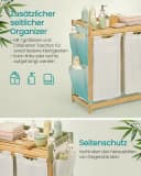 SONGMICS Wäschekorb 2 Fächer Bambus Cremeweiß 100 L Wäschesortierer Bild 4