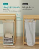 SONGMICS Wäschekorb 2 Fächer Bambus Cremeweiß 100 L Wäschesortierer Bild 5