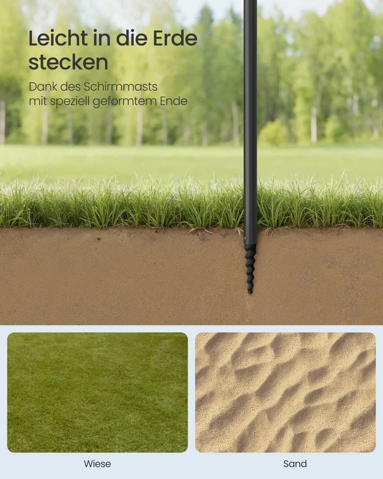 SONGMICS Sonnenschirm 160 cm Blau Strandschirm UPF 50+ - Bild 4
