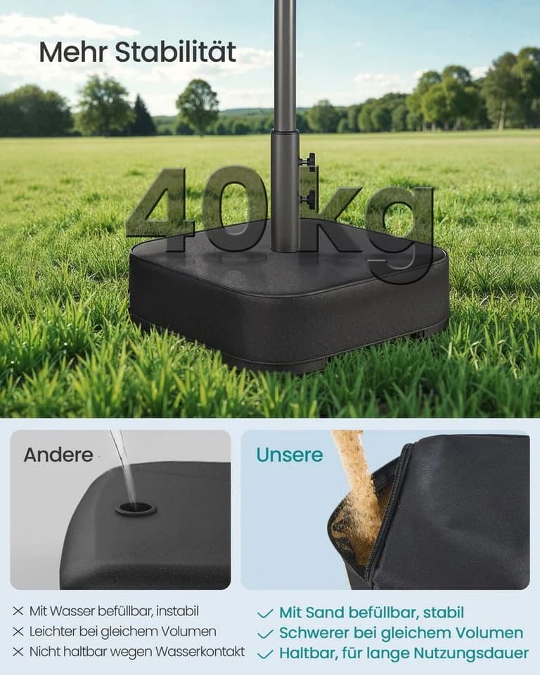 SONGMICS Sonnenschirmständer mit Sand befüllbar Schwarz - Bild 3