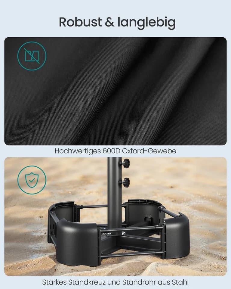 SONGMICS Sonnenschirmständer mit Sand befüllbar Schwarz - Bild 4