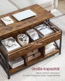 VASAGLE Couchtisch Höhenverstellbarer Wohnzimmertisch 50 x 100 cm Stauraum Bild 4