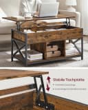 VASAGLE Couchtisch Höhenverstellbarer Wohnzimmertisch 50 x 100 cm Stauraum Bild 5