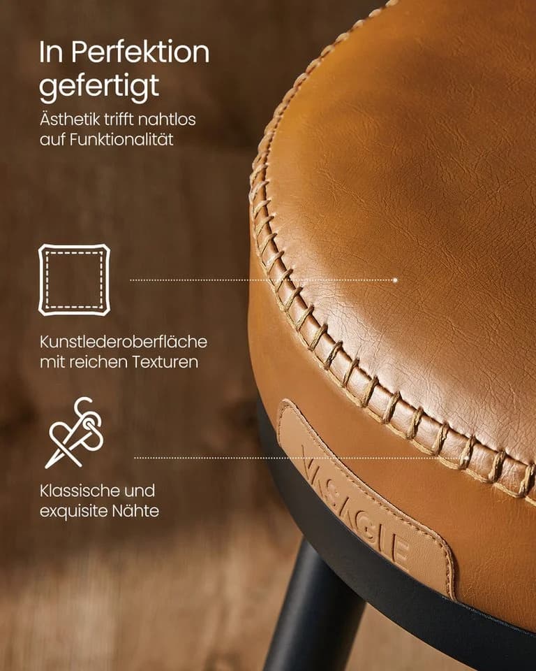 VASAGLE Barhocker 2er Set Karamellbraun 360° drehbar - Bild 4