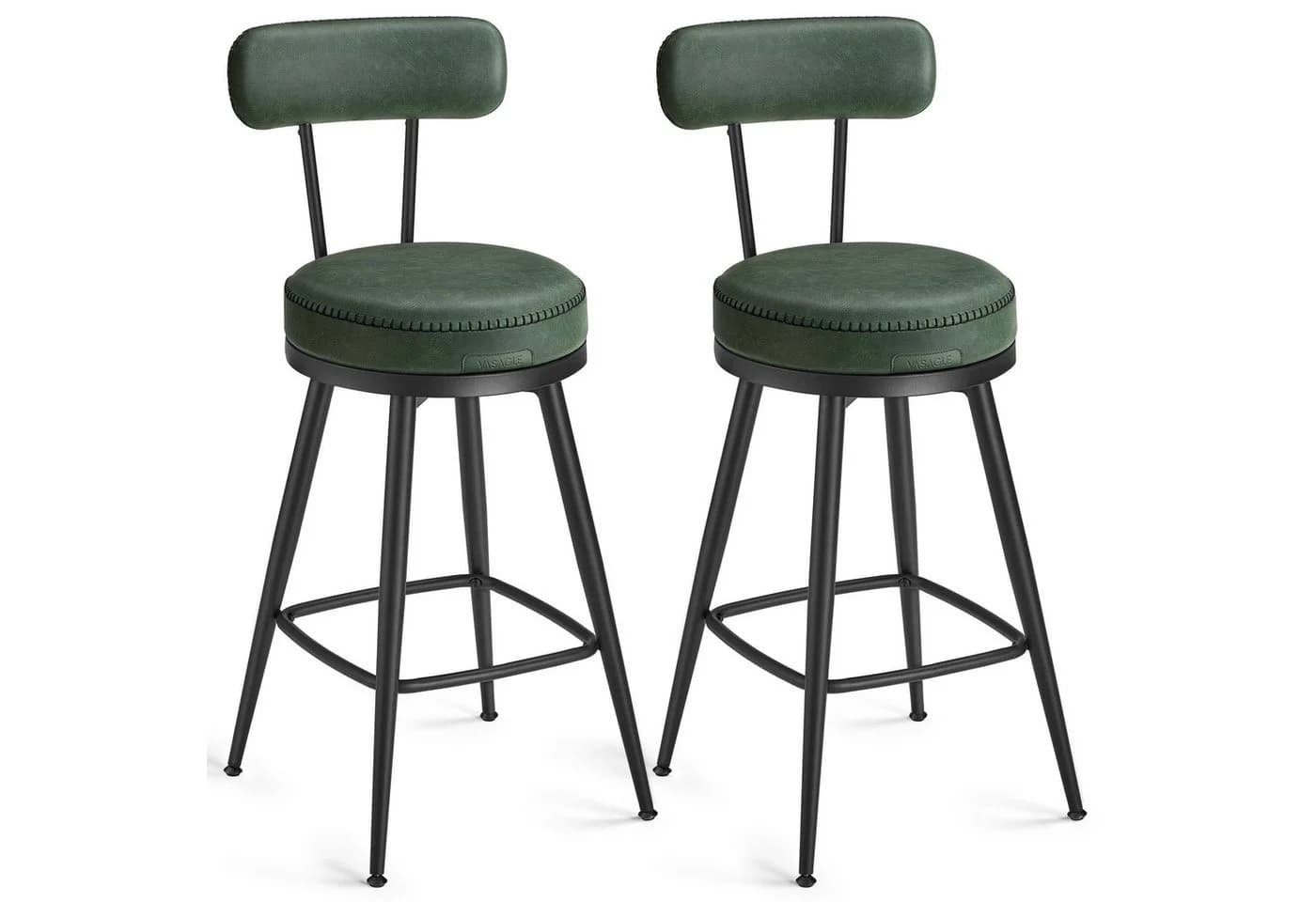 VASAGLE Barhocker Set 2er drehbar mit Rückenlehne Kunstleder Mid-Century - Bild 2