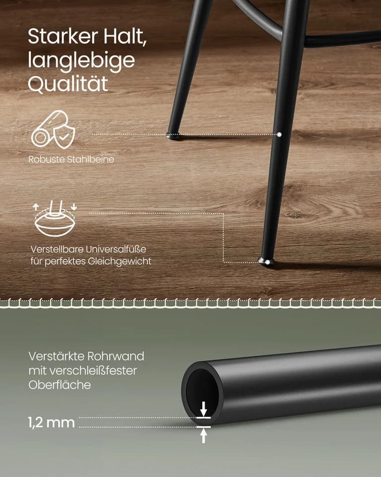 VASAGLE Barhocker Set 2er drehbar mit Rückenlehne Kunstleder Mid-Century - Bild 5