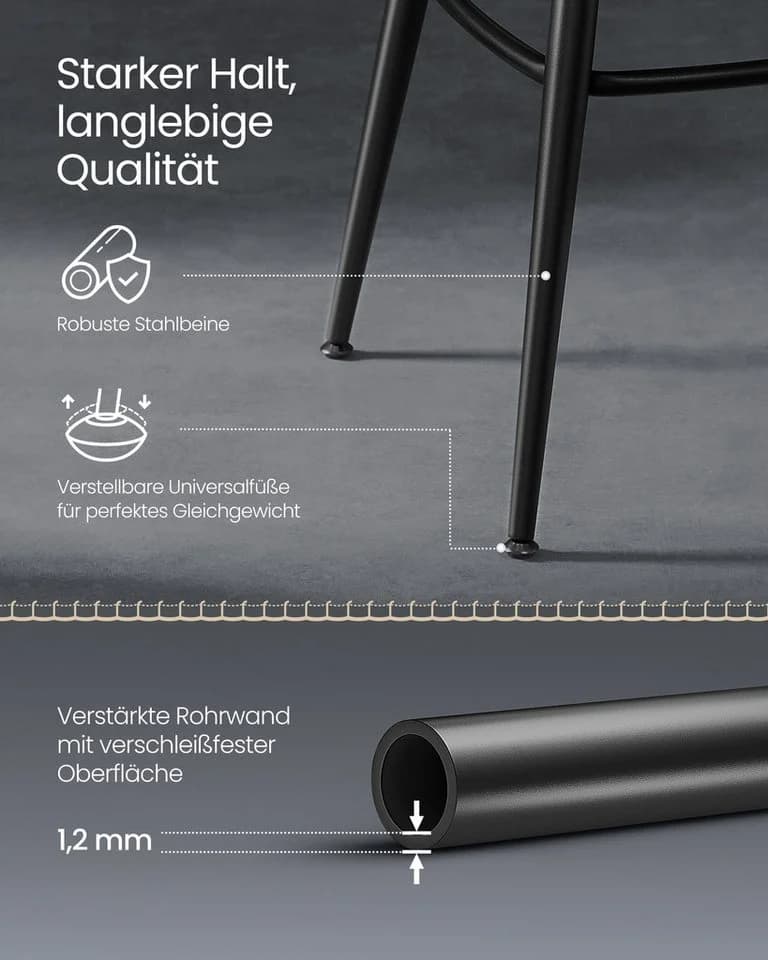 VASAGLE Barhocker 2er Set EKHO Kollektion 360° drehbar Karamellbraun - Bild 5