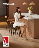 VASAGLE Barhocker 2er-Set Karamellbraun 360° drehbar Bild 1