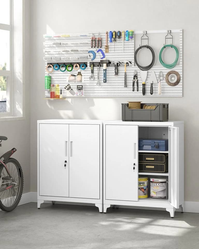 SONGMICS Aktenschrank Mehrzweckschrank Büroschrank 2 Türen abschließbar Stahl - Bild 3