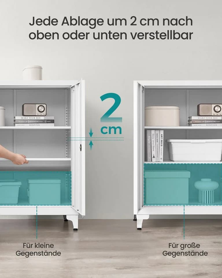 SONGMICS Aktenschrank Mehrzweckschrank Büroschrank 2 Türen abschließbar Stahl - Bild 4