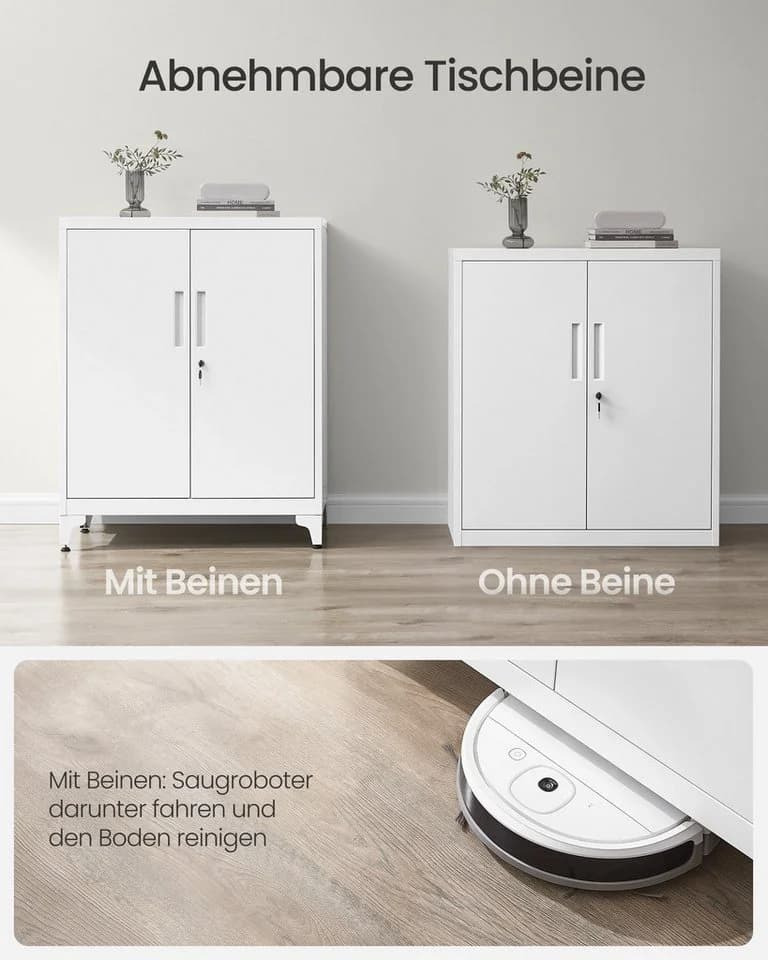 SONGMICS Aktenschrank Mehrzweckschrank Büroschrank 2 Türen abschließbar Stahl - Bild 5